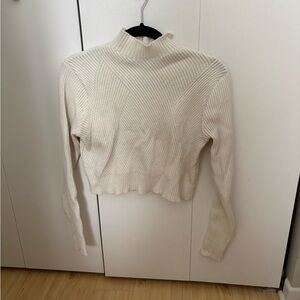 Dynamite Cream Ribbed Turtleneck Sweater
